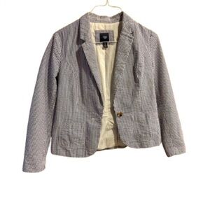 GAP Women's Navy and White Seersucker Blazer